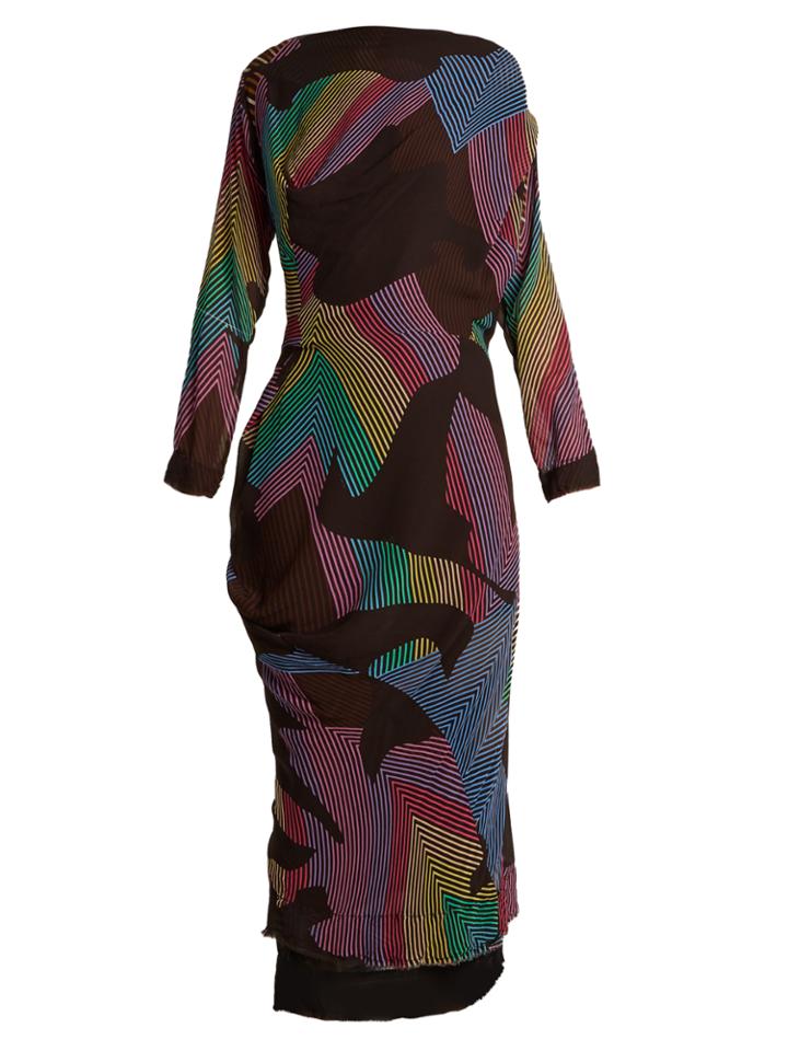 Vivienne Westwood Anglomania New Fond Zigzag-print Draped Crepe Dress