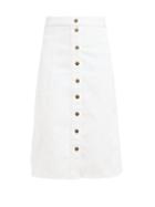 Matchesfashion.com M.i.h Jeans - Panton High Waisted Denim Midi Skirt - Womens - White
