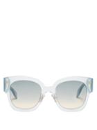 Matchesfashion.com Fendi - Fendi Roma Square Acetate Sunglasses - Womens - Light Blue