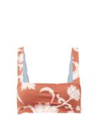 Matchesfashion.com Cala De La Cruz - Mia Square-neck Floral-print Bikini Top - Womens - Brown Print