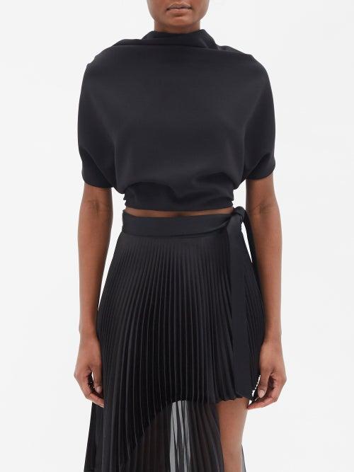 A.w.a.k.e. Mode - Backless Draped Crepe Top - Womens - Black