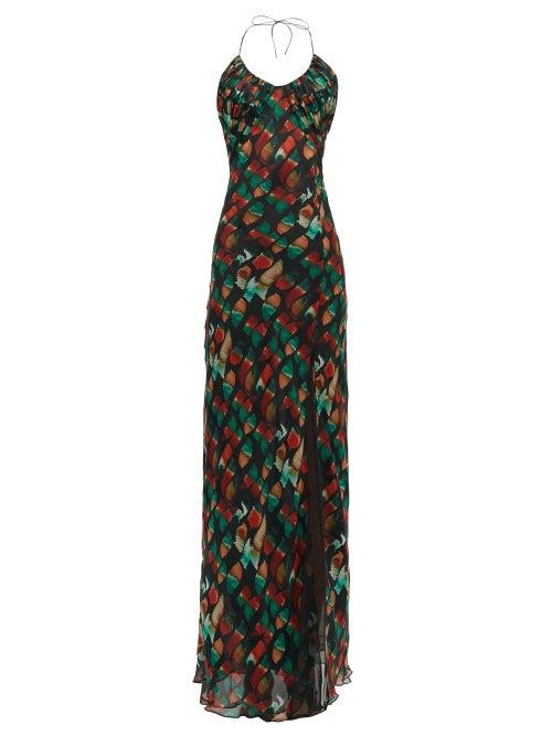 Matchesfashion.com Rat & Boa - Nirvana Abstract Print Silk Chiffon Maxi Dress - Womens - Black Multi