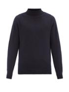 Matchesfashion.com Sunspel - Roll-neck Lambswool Sweater - Mens - Dark Navy