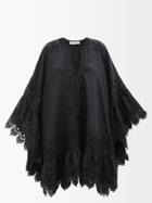 Fil De Vie - Emily Embroidered-voile Mini Kaftan - Womens - Black
