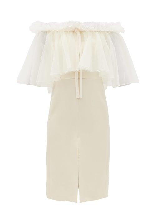 Matchesfashion.com Giambattista Valli - Off-the-shoulder Ruffled Cady Dress - Womens - White