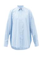 Matchesfashion.com Balenciaga - Oversized Striped Cotton-poplin Shirt - Womens - Light Blue