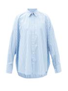Matchesfashion.com Balenciaga - Oversized Striped Cotton-poplin Shirt - Womens - Light Blue