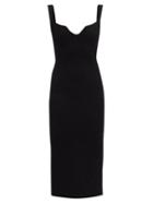 Matchesfashion.com Khaite - Nina Notched-neck Ribbed-knit Midi Dress - Womens - Black