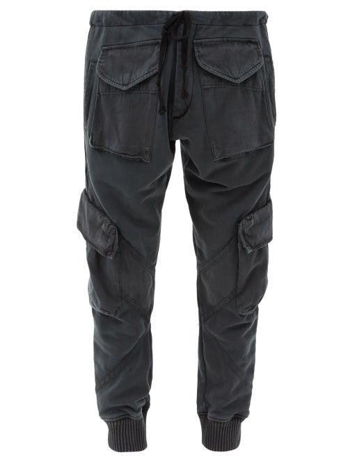 Matchesfashion.com Greg Lauren - Utility Patch-pocket Cotton-jersey Track Pants - Mens - Navy Multi
