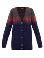 Matchesfashion.com Altuzarra - Sita Fair Isle Wool Blend Cable Knit Cardigan - Womens - Blue Multi