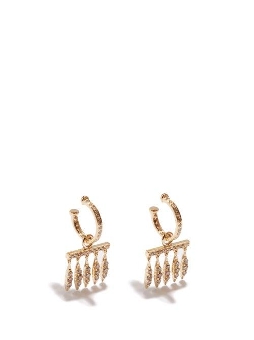 Ladies Fine Jewellery Ileana Makri - Grass Dewdrop Diamond & 18kt Gold Drop Earrings - Womens - Yellow Gold