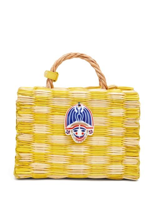 Matchesfashion.com Heimat Atlantica - Tom Tom Cigarron Charm Reed Basket Bag - Womens - Yellow Multi