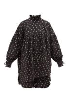 Matchesfashion.com Cecilie Bahnsen - Alberte Floral Print Cotton Tunic Shirt - Womens - Black Blue