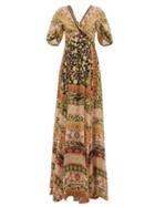 Matchesfashion.com Etro - West Midlands Floral Print Silk Gown - Womens - Yellow Multi
