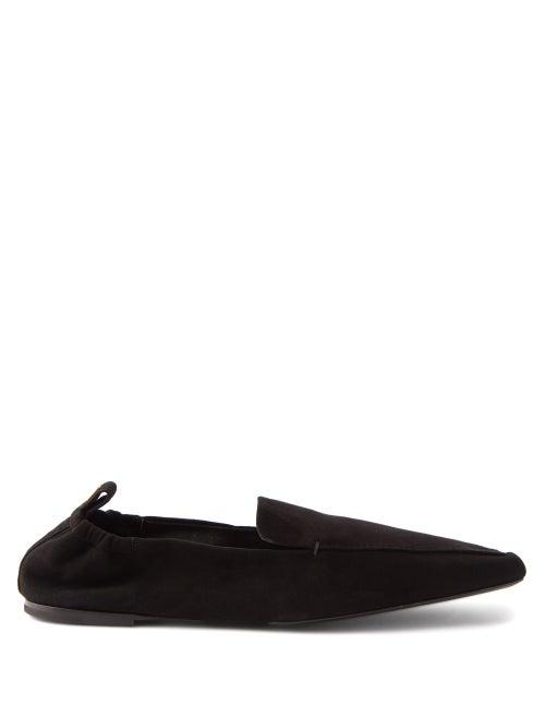Totme - Square-toe Suede Travel Loafers - Womens - Black