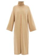 Ladies Rtw Joseph - Viviane Slit-front Merino-wool Dress - Womens - Camel