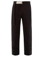 Matchesfashion.com Rochas - Belted Brushed Cotton Tailored Trousers - Mens - Black
