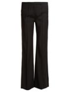 Matchesfashion.com Amanda Wakeley - Mid Rise Flared Crepe Trousers - Womens - Black