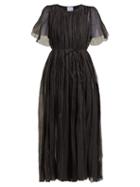 Matchesfashion.com Thierry Colson - Sabina Pleated Cotton Blend Dress - Womens - Black