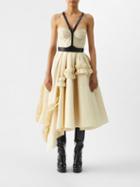 Alexander Mcqueen - Asymmetric-hem Ruffled Midi Dress - Womens - Cream