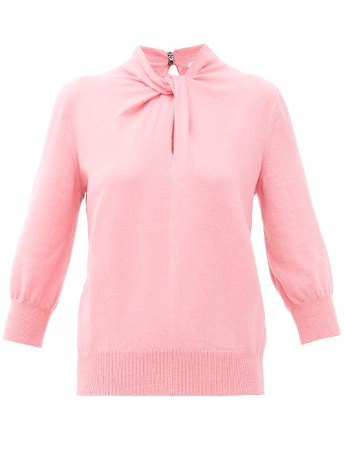 Matchesfashion.com Erdem - Rumer Twisted-neckline Cashmere-blend Sweater - Womens - Pink