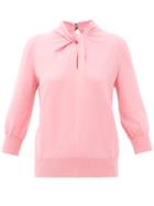 Matchesfashion.com Erdem - Rumer Twisted-neckline Cashmere-blend Sweater - Womens - Pink
