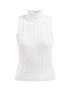 Matchesfashion.com Allude - Ribbed Roll Neck Cotton Blend Top - Womens - Ivory