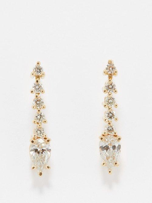 Zo Chicco - Tennis Diamond & 14kt Gold Earrings - Womens - Gold Multi