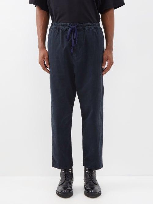 Nili Lotan - Walker Cropped Cotton-blend Trousers - Mens - Navy