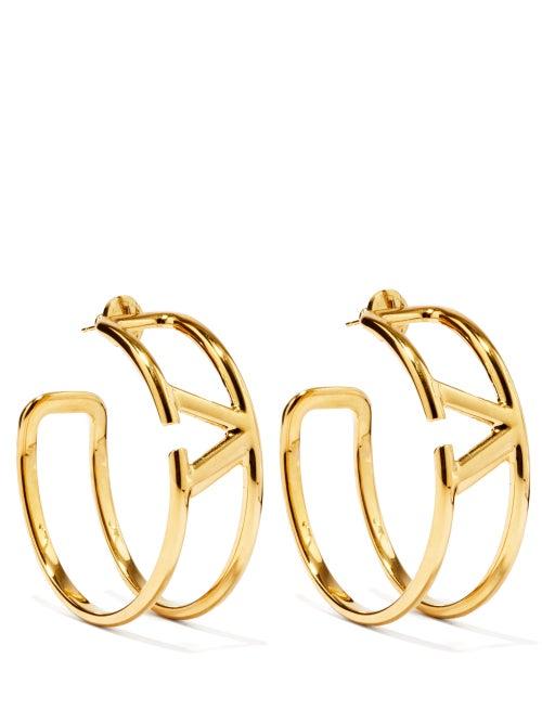Ladies Jewellery Valentino Garavani - V-logo Hoop Earrings - Womens - Gold