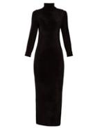 Matchesfashion.com Balenciaga - Logo Tag Velvet Pencil Dress - Womens - Black