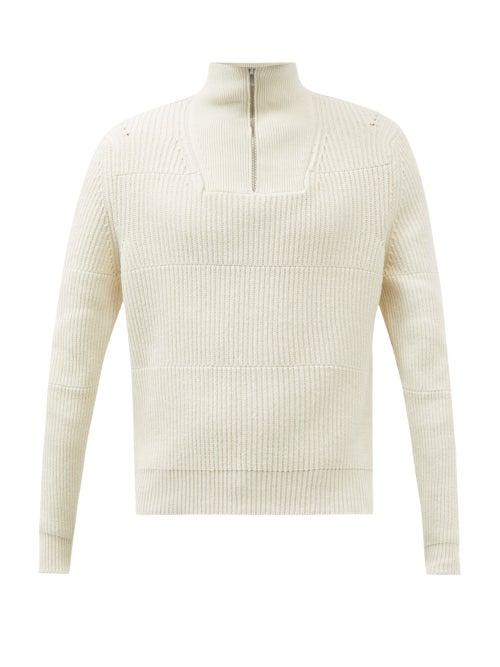 Jacquemus - Doce High-neck Ribbed Cotton-blend Sweater - Mens - Ivory