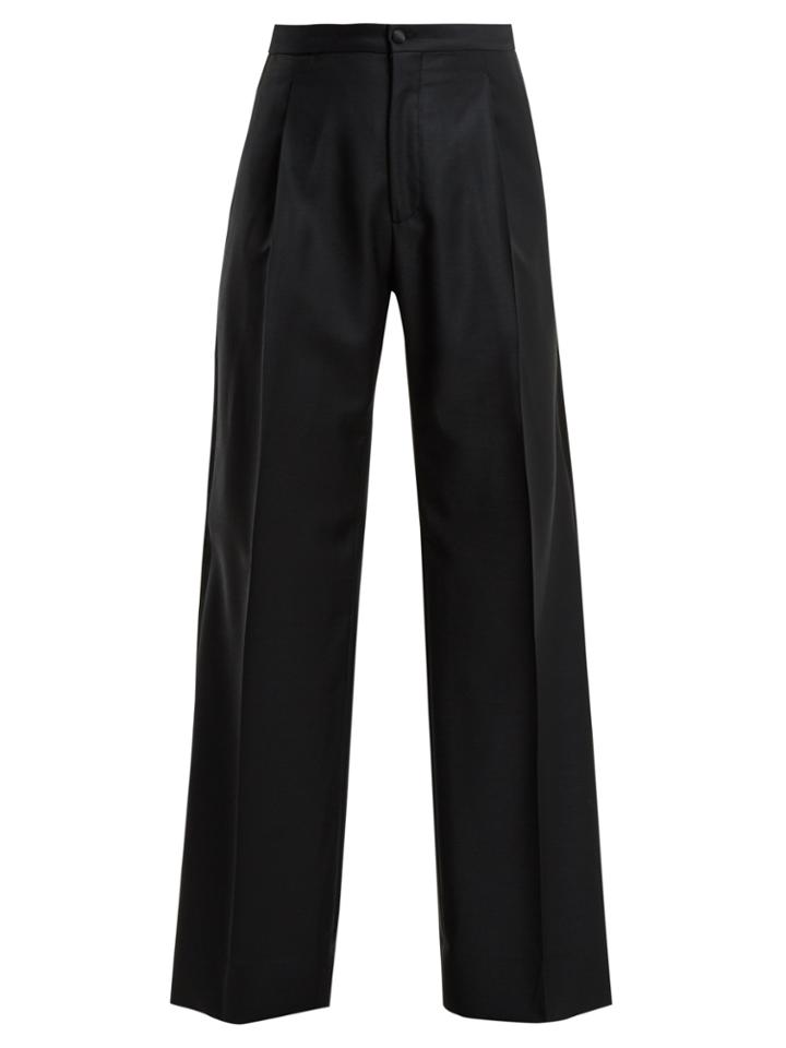 Connolly Barathea High-rise Wide Wool-blend Trousers