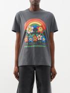 Ganni - Rainbow Logo-print Jersey T-shirt - Womens - Black Multi