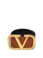 Matchesfashion.com Valentino - Large V Buckle Leather Belt - Womens - Tan