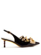 Matchesfashion.com Gucci - Unia Bow Embellished Patent Leather Pumps - Womens - Black