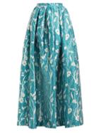 Matchesfashion.com Rochas - High Rise Floral Brocade Maxi Skirt - Womens - Blue Multi