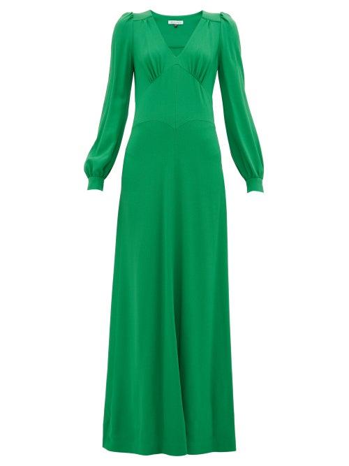 Matchesfashion.com Bella Freud - Nova Balloon Sleeve Crepe Dress - Womens - Green