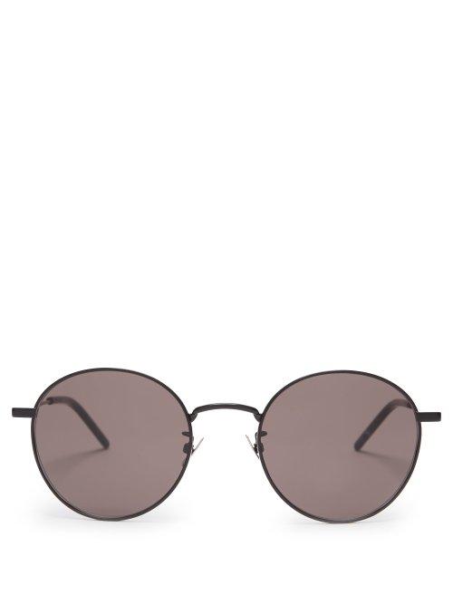 Matchesfashion.com Saint Laurent - Classic Round Frame Metal Sunglasses - Womens - Black