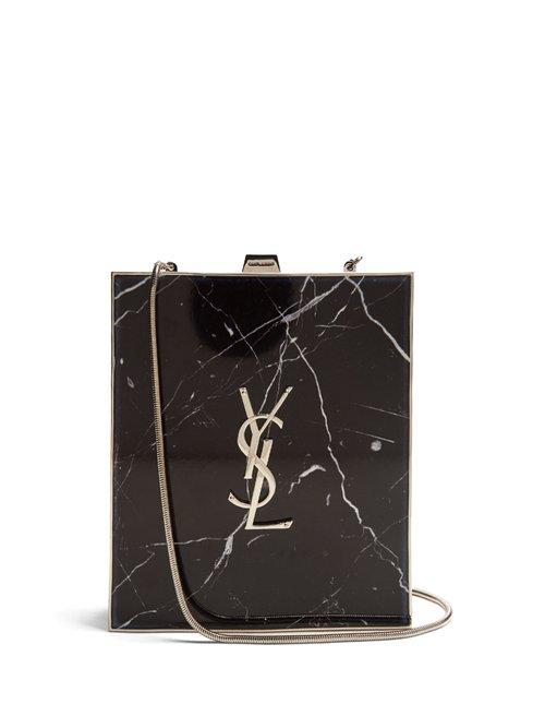 Matchesfashion.com Saint Laurent - Tuxedo Box Clutch - Womens - Black White