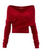 Matchesfashion.com Altuzarra - Virginia Off-the-shoulder Wool-blend Sweater - Womens - Red