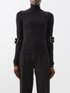 Maximilian Davis - Power Buckled-sleeve Stretch-jersey Top - Womens - Black