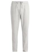 Matchesfashion.com Frescobol Carioca - Drawstring Waist Slim Leg Linen Blend Trousers - Mens - Grey