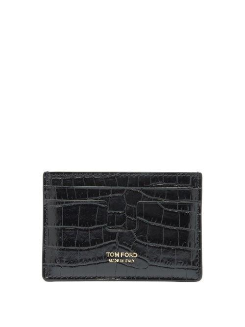 Tom Ford - T Line Crocodile-effect Leather Cardholder - Mens - Black