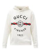 Gucci - Firenze Logo-print Cotton-jersey Hooded Sweatshirt - Mens - White Multi