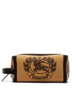 Matchesfashion.com Burberry - Knitted Canvas Logo Crest Wash Bag - Womens - Black Multi