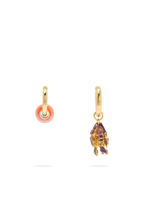 Matchesfashion.com Timeless Pearly - Mismatched Gold-plated Fish Earrings - Womens - Gold