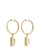 Matchesfashion.com Aron & Hirsch - Etiope 18kt Gold And Sapphire Hoop Earrings - Womens - Multi