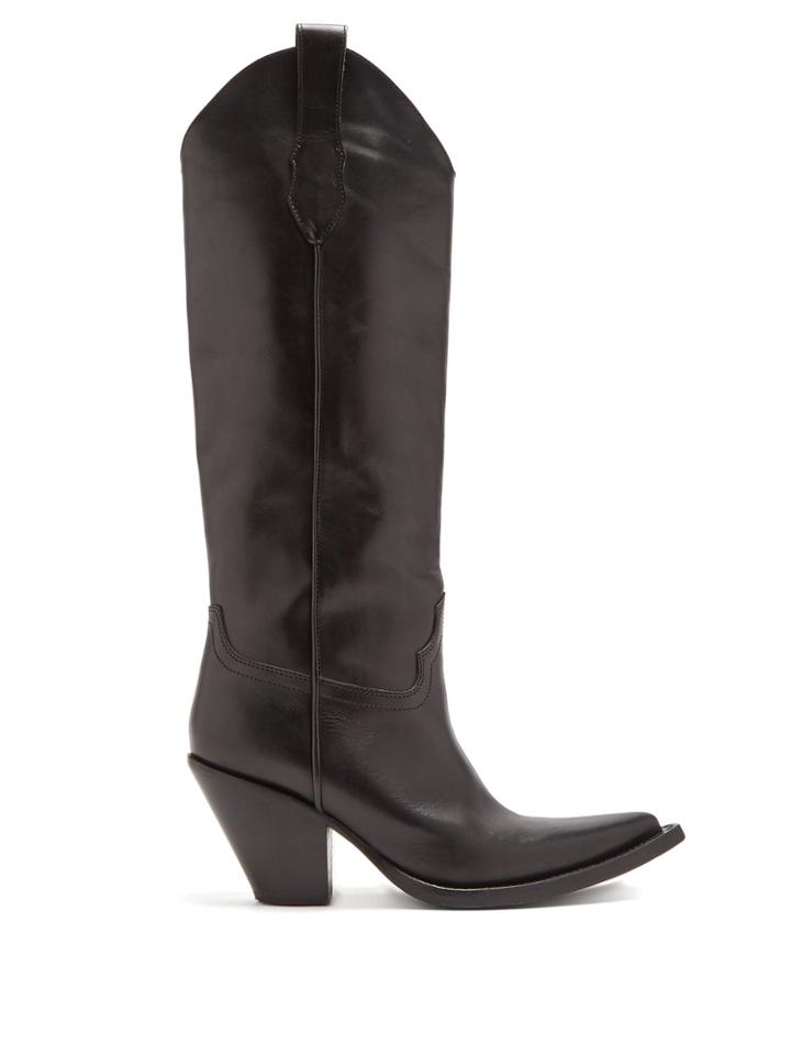 Maison Margiela Point-toe Knee-high Leather Boots