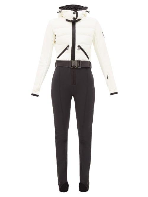 Matchesfashion.com Moncler Grenoble - Bi-tone Down-fill Quilted-shell Ski Suit - Womens - White Black